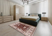 Mid-Century Modern Rose Pink Oriental Rug in a Bedroom, urb1419