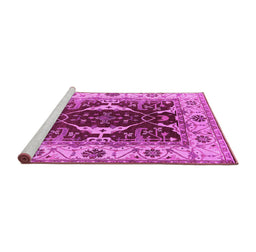 Sideview of Machine Washable Oriental Pink Traditional Rug, wshurb1419pnk