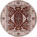 Round Mid-Century Modern Rose Pink Oriental Rug, urb1419