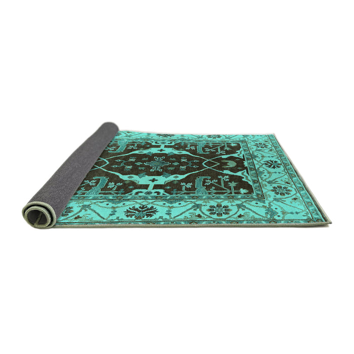 Sideview of Oriental Turquoise Traditional Rug, urb1419turq