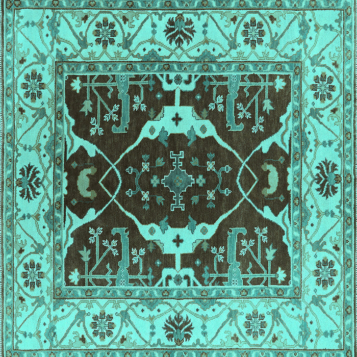 Square Oriental Turquoise Traditional Rug, urb1419turq