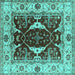 Square Oriental Turquoise Traditional Rug, urb1419turq