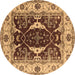 Round Oriental Brown Traditional Rug, urb1419brn