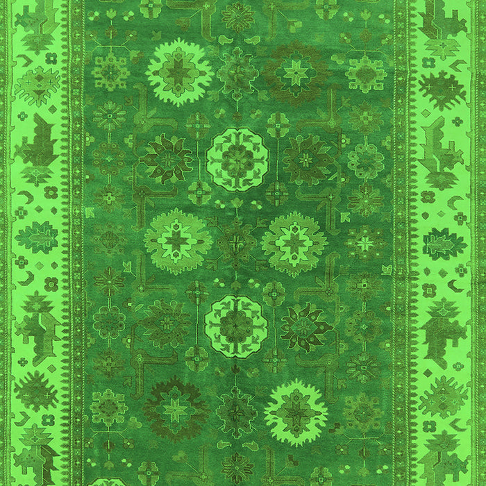 Machine Washable Oriental Green Traditional Area Rugs, wshurb1420grn