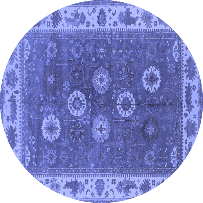 Round Machine Washable Oriental Blue Traditional Rug, wshurb1420blu