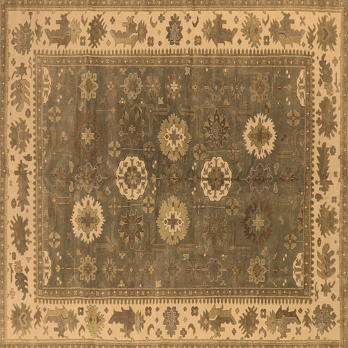Square Oriental Brown Traditional Rug, urb1420brn