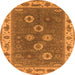 Round Oriental Orange Traditional Rug, urb1420org