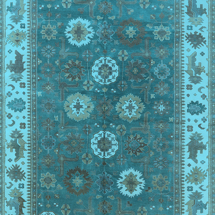 Machine Washable Oriental Light Blue Traditional Rug, wshurb1420lblu