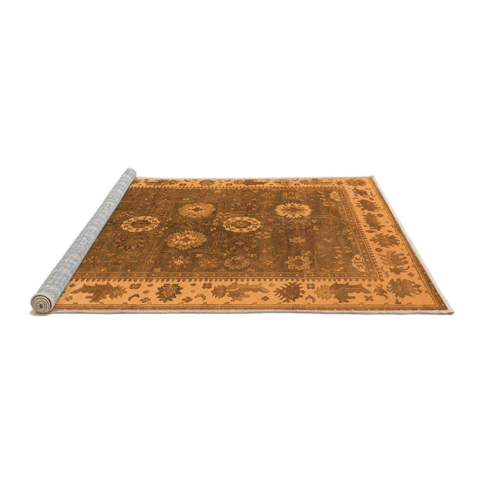 Sideview of Machine Washable Oriental Orange Traditional Area Rugs, wshurb1420org