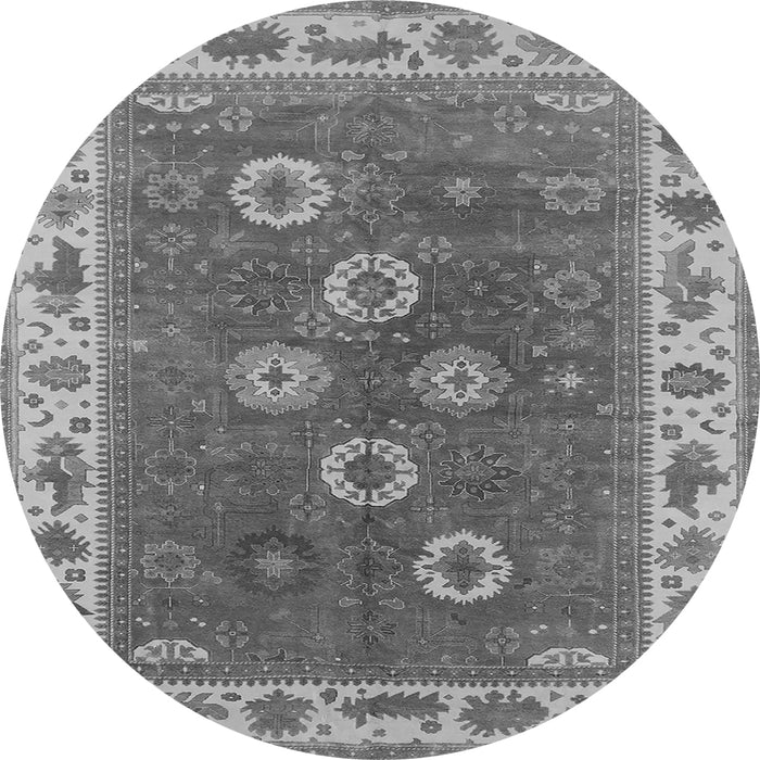Round Oriental Gray Traditional Rug, urb1420gry