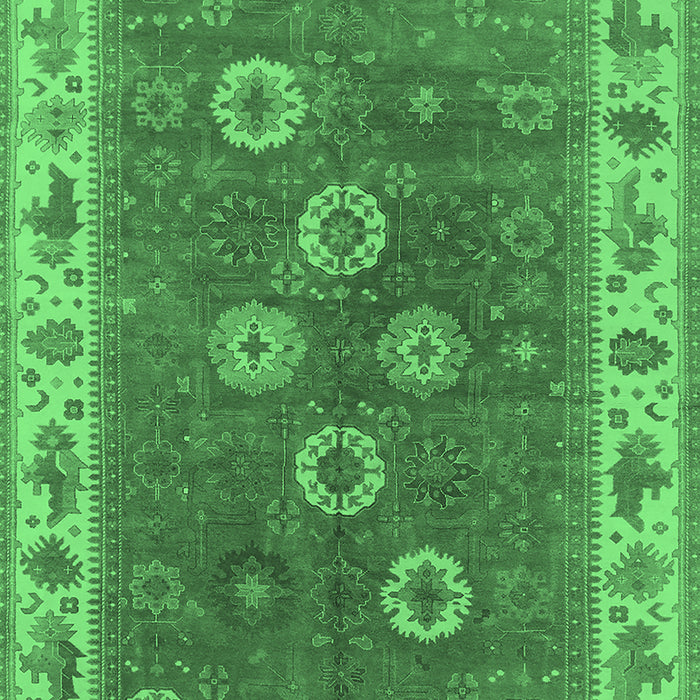 Machine Washable Oriental Emerald Green Traditional Area Rugs, wshurb1420emgrn