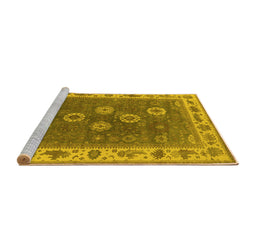 Sideview of Machine Washable Oriental Yellow Traditional Rug, wshurb1420yw