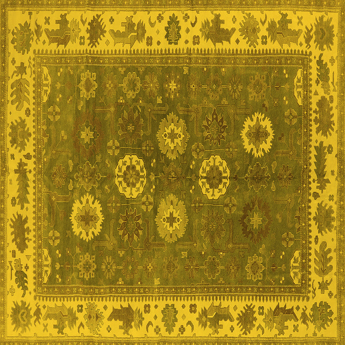 Square Machine Washable Oriental Yellow Traditional Rug, wshurb1420yw