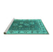 Sideview of Machine Washable Oriental Turquoise Traditional Area Rugs, wshurb1420turq