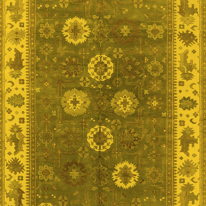 Machine Washable Oriental Yellow Traditional Rug, wshurb1420yw