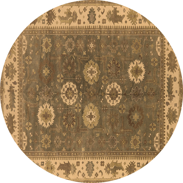 Round Oriental Brown Traditional Rug, urb1420brn