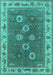 Machine Washable Oriental Turquoise Traditional Area Rugs, wshurb1420turq