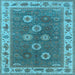 Square Machine Washable Oriental Light Blue Traditional Rug, wshurb1420lblu