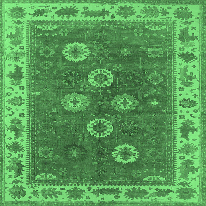 Square Oriental Emerald Green Traditional Rug, urb1420emgrn