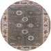 Round Mid-Century Modern Puce Purple Oriental Rug, urb1420