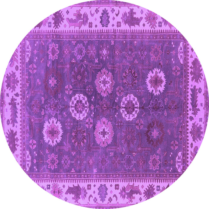 Round Oriental Purple Traditional Rug, urb1420pur