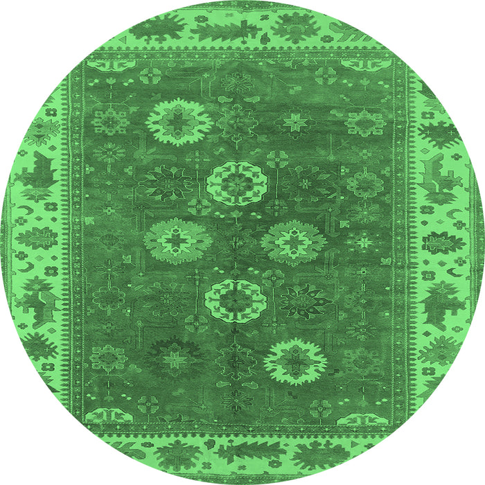 Round Oriental Emerald Green Traditional Rug, urb1420emgrn