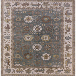 Square Mid-Century Modern Puce Purple Oriental Rug, urb1420