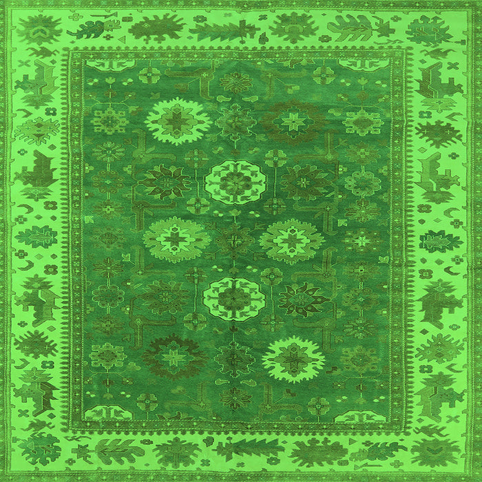 Square Oriental Green Traditional Rug, urb1420grn