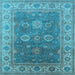 Square Machine Washable Oriental Light Blue Traditional Rug, wshurb1421lblu