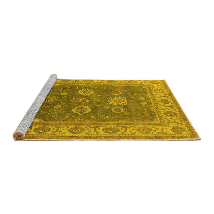Sideview of Machine Washable Oriental Yellow Traditional Rug, wshurb1421yw