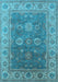 Machine Washable Oriental Light Blue Traditional Rug, wshurb1421lblu