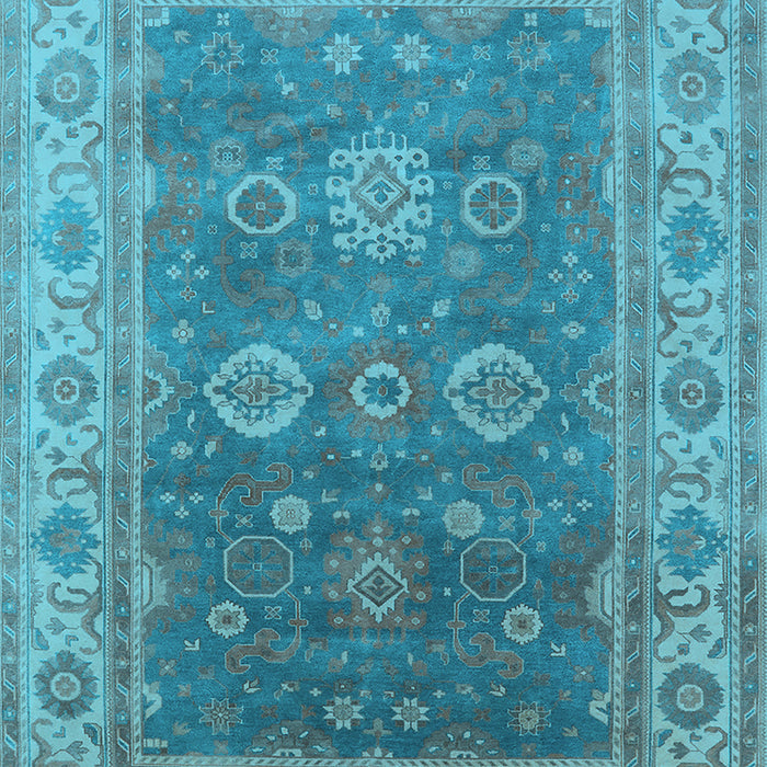 Machine Washable Oriental Light Blue Traditional Rug, wshurb1421lblu