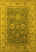 Machine Washable Oriental Yellow Traditional Rug, wshurb1421yw