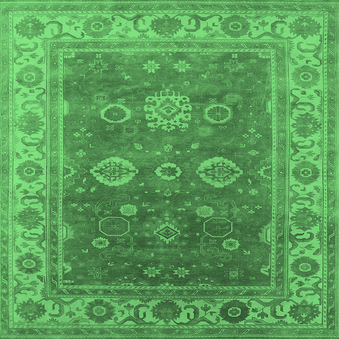 Square Oriental Emerald Green Traditional Rug, urb1421emgrn