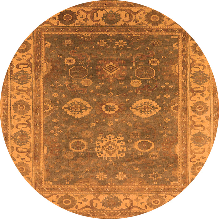 Round Oriental Orange Traditional Rug, urb1421org