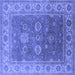 Square Machine Washable Oriental Blue Traditional Rug, wshurb1421blu