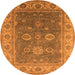 Round Machine Washable Oriental Orange Traditional Area Rugs, wshurb1421org