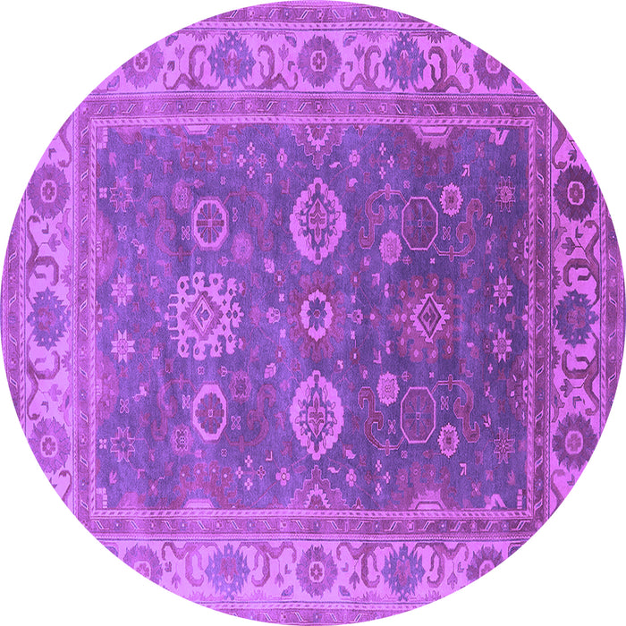 Round Oriental Purple Traditional Rug, urb1421pur