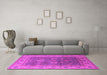 Machine Washable Oriental Pink Traditional Rug in a Living Room, wshurb1421pnk