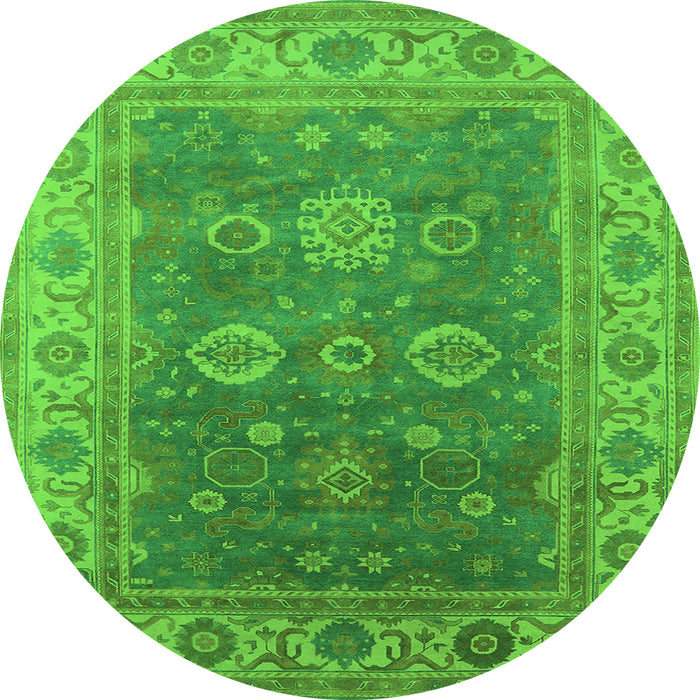 Round Oriental Green Traditional Rug, urb1421grn