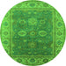 Round Oriental Green Traditional Rug, urb1421grn
