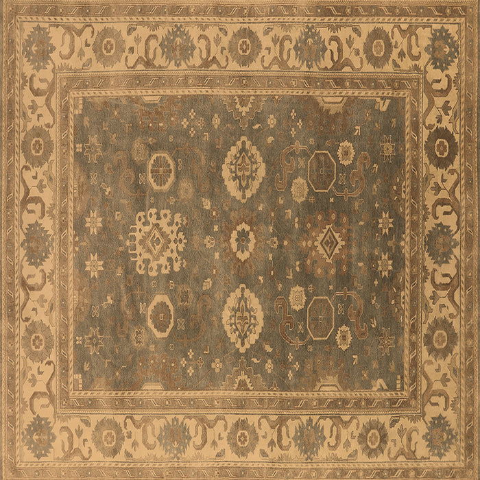 Square Oriental Brown Traditional Rug, urb1421brn