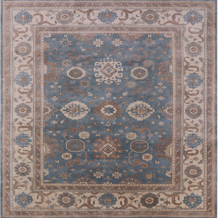 Square Mid-Century Modern Sandstone Brown Oriental Rug, urb1421