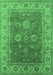 Machine Washable Oriental Emerald Green Traditional Area Rugs, wshurb1421emgrn