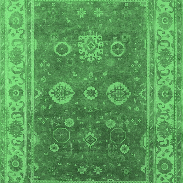 Machine Washable Oriental Emerald Green Traditional Area Rugs, wshurb1421emgrn