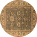 Round Oriental Brown Traditional Rug, urb1421brn