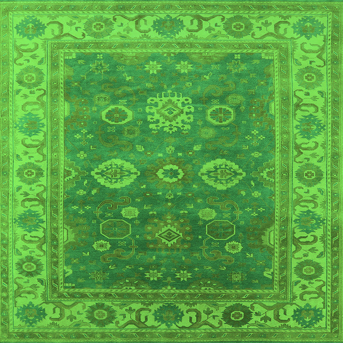 Square Oriental Green Traditional Rug, urb1421grn