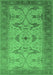 Machine Washable Oriental Emerald Green Traditional Area Rugs, wshurb1422emgrn