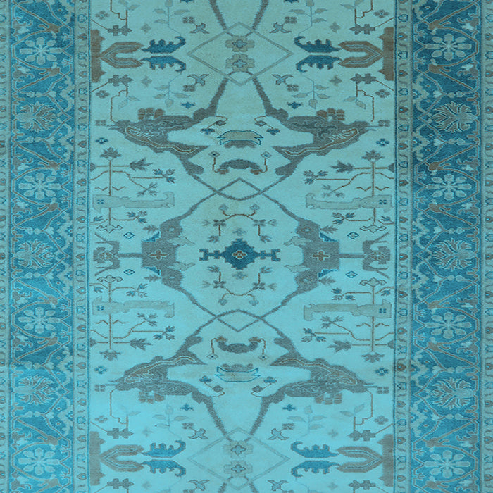 Machine Washable Oriental Light Blue Traditional Rug, wshurb1422lblu