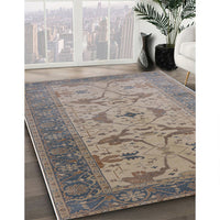 Mid-Century Modern Sandstone Brown Oriental Rug, urb1422
